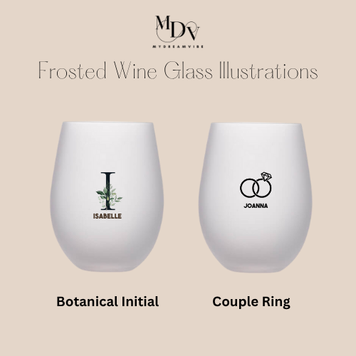 [COUPLE ANNIVERSARY GIFT SET] : The Eternal Toast - Printed Frosted Stemless Wine Glass